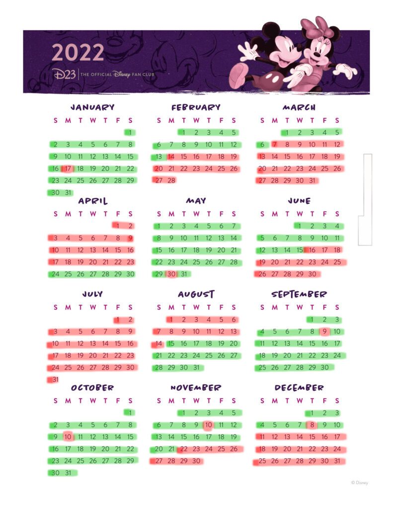 Calendario de cuando viajar a Disney